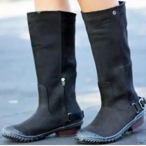 Sorel Grill Slimboot Tall Black Waterproof Leather Riding Boots